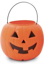 Halloween Pumpkin Jack O Lantern Blow Mold Candy Pail Bucket (Orange)  8” picture
