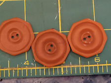 3 orange octagon Bakelite 2 hole buttons circles  excellent condition pumpkin picture