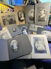 Antique Lot of 30 Cabinet Cards Studio Portraits Mounted In Folders Huge Variety picture