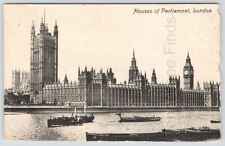 1910 Antique Postcard Of Houses Of Parliament London w/ Stamp picture