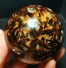 TOP 419G Natural Brown Tourmaline Mica Symbiotic Crystal Ball Healing R420 picture