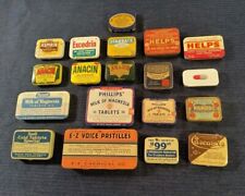 Set of 19 older metal medicine tins .. nice mix of uses picture