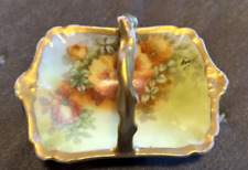 Vintage Limoges Coronet Hand-Painted Artist Signed Gilded Floral Small Basket picture