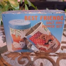 Vintage J.S.N.Y Tin Salt & Pepper Shakers Cats Dogs NOS Unused ADORABLE  picture