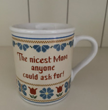 Hallmark Mug Mates Mothers Day Vtg Gift Cross Stitch Nicest Mom Christmas Gift picture