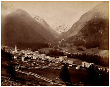 Switzerland, Pontresina and St. Vintage Moritz print, albumin print 20x25.5  picture