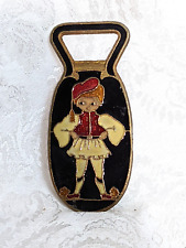 Vintage IDRA Greece Enamel Jester On Solid Brass Bottle Opener picture