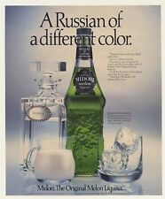 1983 Midori Melon Liqueur Bottle Green Russian Print Ad picture