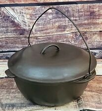 Pre WW2 Lodge No Notch #10 Cast Iron Dutch Oven 12 Inch with Lid and Handle picture