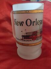 Rare Vintage New Orleans Mississippi River Queen Heavy Frosted Mug  6