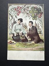 Vintage Postcard Lovely Romantic Couple sitting Outside 1908  H05 picture