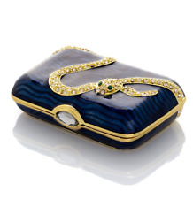 Keren Kopal Blue Box with Snake Trinket Box Decorated with Austrian Crystals picture