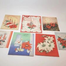 Vtg 1940's Candle & Poinsettia Themed Christmas Cards Set Of 6 Crafts Journals  picture