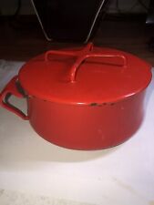 DANSK France Enamel 2 Qt Dutch Oven Stock Pot W/Lid Vintage RED picture