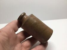 Small Squatty Antique Stoneware Cylinder Ink Bottle. 3 1/8 Inches Tall. picture