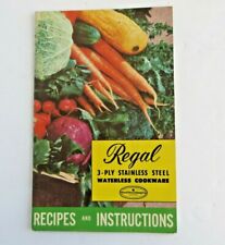 Vintage REGAL Waterless Cookware Recipes and Instructions Booklet #14174 picture