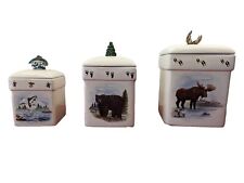 New Debco Vintage Canisters 3 pc Set /Moose, Bear, Fish picture
