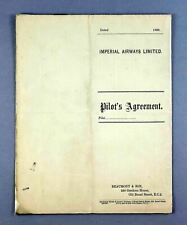IMPERIAL AIRWAYS VINTAGE AIRLINE PILOTS AGREEMENT 1928 picture