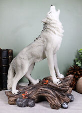 Large Cries Of The Night Howling Alpha Gray Wolf Statue 12