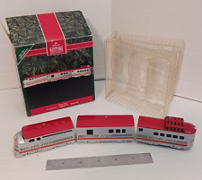Vintage 1992 Hallmark Keepsake Silver Star Cast Metal Train Ornaments in Box picture
