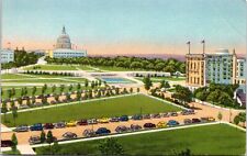 Aerial view, US Capitol, Hotel Continental, Washington DC - Linen Postcard picture
