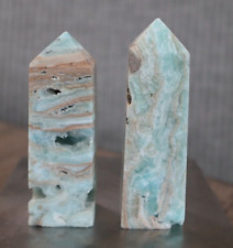 BLUE ARAGONITE POINT BUNDLE (2) POINTS INCLUDED 2.90 & 3.15 INCHES/ 164.6 GRAMS picture