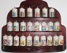 Walt Disney Spice Jar Collection Complete Lenox '95 Wood Display 2 REPAIRED JARS picture