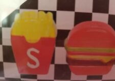 Set of 2 Ceramic 3D Hamburger/Soda Shaped Salt & Pepper Shaker, Gift, Cute, New  picture