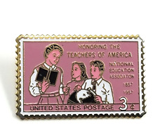 VTG Honoring The Teacher of America NEA Teacher's Day USPS USA 3 Cent Stamp Pin picture