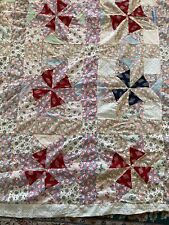 Vintage Handmade Twin Quilt Top Star Square Pattern Unique No Rips Tears Beauty picture