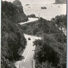 c1940s Redwood Highway CA RPPC Beautiful Coastal Real Photo Car Tour Aerial A165 picture