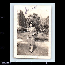 Vintage Photo WOMAN OUTSIDE BUILDING 1945 picture