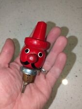  Novelty Bottle Cork Stopper Cute 1960s Vintage/ Liquor Pourer- Red Man in a Hat picture
