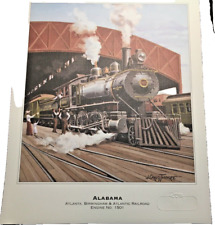 Vintage  ALABAMA Atlanta, Birmingham & Atlanta Railroad Engine No. 1501 Print picture