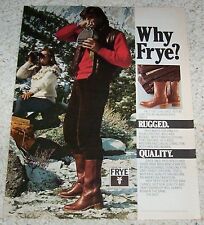 1982 print ad - Frye Western Cowboy Boots mountains guy girl Advertising page picture