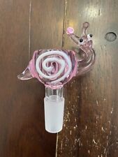 14mm Premium Glass Water Pipe Bowl Snail Pink picture