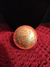 Vintage Mini Brass Trinket Box with Inlaid Mandala Red picture