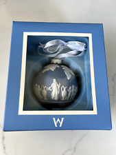 NIB Wedgwood Icon Blue Jasperware White Urns Cherubs Christmas Holiday Ornament picture