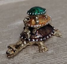  Feng Shui Bejeweled Triple Tortoise | Turtle | Kachua w Compartmets/Trinket Box picture