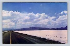 Bonneville Salt Flats UT- Utah, Scenic View Of Road Area, Vintage Postcard picture