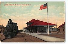 Cortland, New York LEIGH VALLEY RAILROAD STATION - Train Depot - 1915 Postcard picture