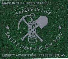 Safety Is Life, Safety Depends On You Vintage Unused Mining Sparkle Sticker picture