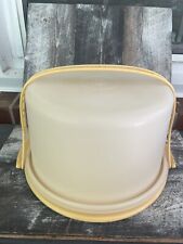 VINTAGE Tupperware Cake Taker Round 684-5 Harvest Gold Carrier With Lid & Handle picture