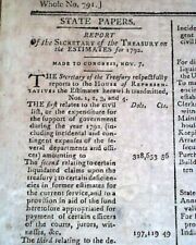 George Washington Appointments & John Adams ALEXANDER HAMILTON 1791 Newspaper picture