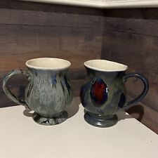 Vintage pair of 1973 KARE ceramic mugs stunning colors picture