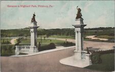 Entrance to Highland Park Pittsburg PA Pennsylvania 1909 Postcard 7859c picture