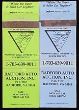 RADFORD Auto Auction Radford Virginia Set Of 2 Vintage Matchbook Covers B-3066 picture