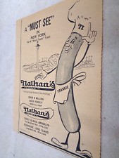 1964 NATHAN'S hot dog Man Ad vintage OLD used Coney Island Brooklyn picture