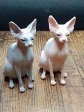 2 Realistic Hairless Cat Model Figure Toys Sphynx Grey, Pink 3.5
