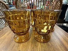 Vintage Indiana Glass Amber Whitehall Cube 5, 1/2” Glasses picture